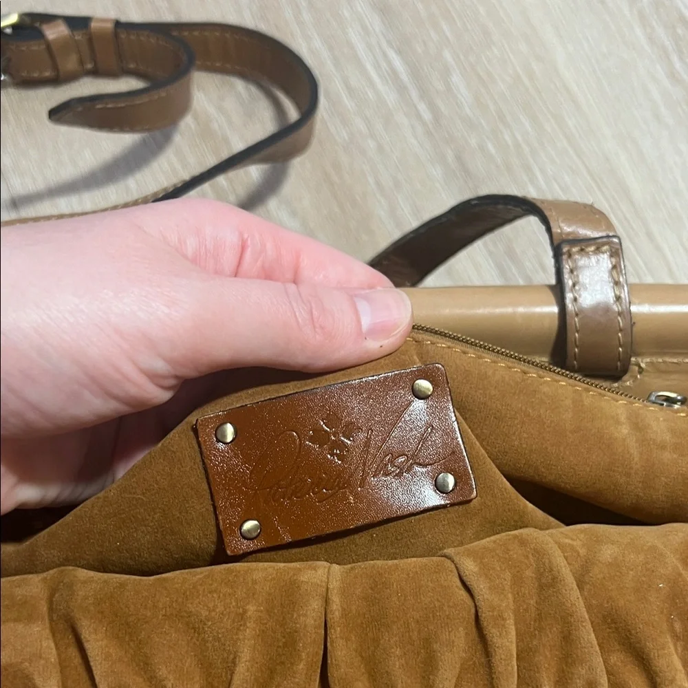 Tan Embossed Paisley Leather Tote Bag - Picture 2 of 9
